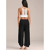 abordables jambe large et taille haute-femme jupe-culotte jambe large pantalon chino volants superposé extensible taille moyenne basique décontracté / sportif décontracté quotidien noir blanc s m été printemps&amp;amp; automne