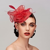 economico Fascinator-Piume/fascinatori a rete kentucky derby cappello/copricapo con piume/berretto/fiore 1 pezzo matrimonio/corsa di cavalli/copricapo per il giorno delle donne