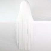 economico Parrucche da festa-parrucche bianche per donne parrucca cosplay parrucca sintetica liscia con frangia parrucca molto lunga con riga laterale parrucche bianche di carnevale