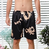economico Dormire in basso-Per uomo Pigiami Boxer di seta Pantaloncini del pigiama 1 pc Colore puro Lusso Morbido Interni Spiaggia Seta sintetica Poliestere Traspirante Pantaloncini Retrò Di base Primavera Estate Argento Nero