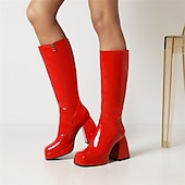 abordables Bottes à la mode-bottes gogo blanches hautes pour femmes avec talons compensés et fermeture à glissière - design rétro élégant pour les fêtes et les tenues décontractées