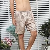 economico Dormire in basso-Per uomo Pigiami Boxer di seta Pantaloncini del pigiama 1 pc Colore puro Lusso Morbido Interni Spiaggia Seta sintetica Poliestere Traspirante Pantaloncini Retrò Di base Primavera Estate Argento Nero