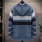 baratos suéter cardigã masculino-Homens Suéter Carregam Moletom com capuz Suéter com zíper Casaco de Suéter Tricotar Tricotado Bloco de cor Com Capuz à moda Ao ar livre Casa Roupa Outono Inverno Vinho Azul Marinha S M L