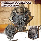 abordables sculptures murales-Viking berserker double hache décoration murale plaque décoration de maison décoration de jardin résine décoration de la maison artisanat