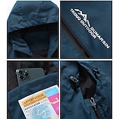 baratos casacos ativos masculinos-Casaco impermeável masculino impermeável para exterior capa de chuva leve com zíper embalável para caminhadas com capuz para corrida impermeável azul