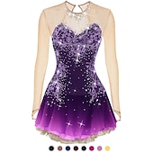 preiswerte Eiskunstlaufkleider-Eiskunstlaufkleid Damen Mädchen Eislaufen Kleider Austattungen Violett Weiß Pudriges Rosa Blume Rückenfrei Gitter Elasthan Wettbewerb Eiskunstlaufkleidung Handgemacht Mit Steinen verziert Strass