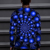 お買い得  3D Tシャツ-男性用 グラフィック 円形 Tシャツ 長袖 Tシャツ 3Dプリント ラウンドネック シャツ ファッション デザイナー カジュアル カジュアル 日常 週末 ブラック イエロー ルビーレッド 春 &amp; 秋 季節の変わり目 衣類 標準 S M L XL 2XL 3XL 4XL