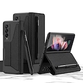 Недорогие Чехлы для Samsung-Чехол для телефона для Samsung Galaxy Z Fold 5 Z Fold 4 Z Fold 3 Z Fold 2 полный корпус чехол для карт пылезащитный двусторонний однотонный PU кожа