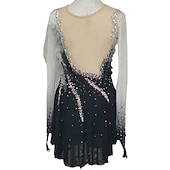 ieftine Rochii de patinaj artistic-Rochie de Patinaj Artistic Pentru femei Fete Πατινάζ στο πάγο Rochii Albstru+Verde Negru Peteci Strălucire Plasă Spandex Înaltă Elasticitate Antrenament Competiție Ținută Patinaj Confecționat Manual