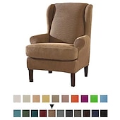 abordables Cubierta de sillón y silla sin brazo-Funda de sillón con respaldo alto, funda de sillón elástica, funda de sofá con funda de cojín en T, color liso, burdeos, rojo, suave y duradera