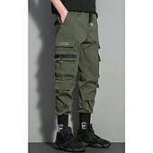 economico Pantaloni cargo-Per uomo Pantaloni cargo Pantaloni Abbigliamento tecnico Vita elastica Multi tasca Alfabetico Geometria All&#039;aperto Sport Lunghezza intera Informale Giornaliero Athleisure Verde militare Nero