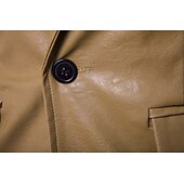 cheap Faux Leather Jackets-Men&#039;s Jacket Faux Leather Jacket Blazer Wedding Business Thermal Warm Rain Waterproof Pocket Fall Solid Color Business Elegant Turndown Regular Faux Leather Regular Fit Black White Red Khaki Jacket