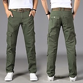 cheap Cargo Pants-Men&#039;s Cargo Pants Combat Trousers 8 Pocket Plain Breathable Lightweight Full Length Casual Daily Trousers ArmyGreen Black Micro-elastic