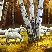 Недорогие Пейзажи-ручная роспись маслом холст настенное искусство украшение абстрактная пейзажная живопись осенний березовый лес для домашнего декора свернутая бескаркасная нерастянутая картина