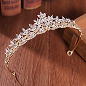voordelige Tiara&#039;s en Kroon-Kroon Tiara&#039;s Haarbanden Hoofddoek Strass Legering Bruiloft Partij  Avond Retro Zoet Met Kristal  Strass Split Joint Hoofddeksel Hoofdbedekking jurk om indruk te maken