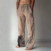 abordables Classique-Homme pantalon été Pantalon de plage Cordon Ceinture élastique Jambe droite Imprimés Photos Confort Respirable Toute la longueur du quotidien Mode Motifs 3D Ample Blanche Vert
