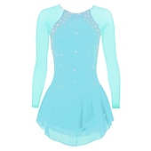 cheap Figure Skating Dresses-Figure Skating Dress Women&#039;s Girls&#039; Ice Skating Dress Violet Black White Open Back Mesh Spandex High Elasticity Training Competition Skating Wear Classic Crystal / Rhinestone Long Sleeve Ice Skating