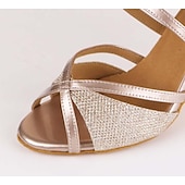 cheap Latin Shoes-Women&#039;s Glitter Ballroom Dance Heels – Strappy Latin Salsa Shoes with Suede Sole, Ideal for Performance and Evening Events