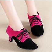 cheap Latin Shoes-Women&#039;s Suede Lace-Up Low Heel Dance Shoes – Elegant Retro Style for Ballroom or Casual Occasions