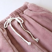 preiswerte Damen Schlafoberteile und -unterteile-Damen Pyjamahose Pjs reine Farbe schlichter Plüsch Komfort Zuhause Alltagsbett Fleece Geschenk lange Hose elastische Taille Herbst Winter Home Outfits