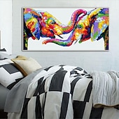 ieftine Picturi cu Animale-pictură în ulei realizată manual pictată manual artă de perete mintura modernă abstractă elefant animale imagine decor decor pânză rulată fără cadru neîntins