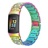 levne Pásky na hodinky Fitbit-Pásek hodinek pro Fitbit Charge 5 Nerez Výměna, nahrazení Popruh Bling Diamond Náramek na šperky Náramek