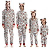 cheap Pajamas-Family Christmas Family Pajamas Pajamas Deer Sports Print Red Royal Blue Green Long Sleeve Mommy And Me Outfits Active Matching Outfits
