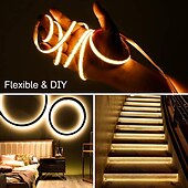 halpa LED-neonvalot-32.8ft 10m cob flexbile neon led nauha valo vedenpitävä ir24 avainohjain 24v adapterilla lämmin kylmä valkoinen kaappiin makuuhuone keittiö tv peili