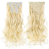 cheap Synthetic  Extensions-Synthetic Hair Curly Clip In Wig Extension 16 Clips In Hair Extension Hair Pieces Fake Hair Extension Synthetic 49 Colors