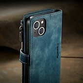 Недорогие Чехлы для iPhone-Ретро-кошелек с молнией PU кожа чехол для iPhone для iPhone 16 15 14 13 12 11 Pro Max XR XS 8 7 Plus – флип-крышка с отверстиями для карт магнитная застежка и функция подставки