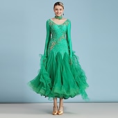 levne Oblečení do tanečního sálu-Standardní tance Šaty Štras Výšivka Dámské Výkon Trénink Dlouhý rukáv Spandex Organza