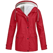 abordables ropa exterior activa para mujer-chaqueta de lluvia para mujer impermeable chaqueta de lana de senderismo invierno al aire libre cálido impermeable polar a prueba de viento con capucha parka prendas de vestir exteriores rompevientos gabardina superior con cremallera completa esquí pesca