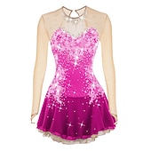 preiswerte Eiskunstlaufkleider-Eiskunstlaufkleid Damen Mädchen Eislaufen Kleider Austattungen Violett Weiß Pudriges Rosa Blume Rückenfrei Gitter Elasthan Wettbewerb Eiskunstlaufkleidung Handgemacht Mit Steinen verziert Strass