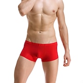 baratos Moda Íntima para Homem Confortável-Homens 1 pacote Roupa Íntima Cueca Boxer Básico Poliéster Cor imaculada Cintura Baixa Azul Claro Preto
