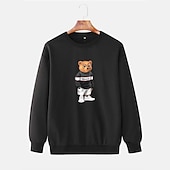 economico Felpe 3D da uomo-Per uomo Orso Stampa Stampe Grafiche Maglia Manica Lunga Felpa Girocollo Designer Casual Grande e Alto Casuale Sport &amp; Outdoor Inverno Primavera &amp; Autunno
