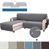 cheap Sofa Cover-Quilted Sofa Slipcover L Shape Sofa Cover Sectional Couch Cover Chaise Lounge Slip Cover Reversible Sofa Cover Furniture Protector Cover for Pets Kids Children Dog Cat