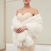 abordables Étole en fourrrure-Châle écharpes en fausse fourrure blanche châles pour femmes élégants sans manches châles de mariage en fausse fourrure avec couleur pure pour mariage d&#039;automne et d&#039;hiver mode à impressionner