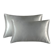cheap Sheets &amp; Pillowcase-Set of 2 Pcs Silk Satin Pillowcase for Hair and Skin Slip, Pillow Cases for Standard/Queen/King Size - Satin Cooling Pillow Covers with Envelope Closure Suit