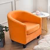 cheap Armchair Cover &amp; Armless Chair Cover-Velvet Club Chair Barrel Chair Slipcover Tub Chair Cover Couc Furniture Protector with Seat Cushion Cover Elastic Bottom Soft for Hotel Bar Counter Living Room