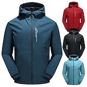 baratos casacos ativos masculinos-Casaco impermeável masculino impermeável para exterior capa de chuva leve com zíper embalável para caminhadas com capuz para corrida impermeável azul