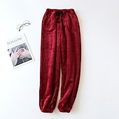 preiswerte Damen Schlafoberteile und -unterteile-Damen Pyjamahose Pjs reine Farbe schlichter Plüsch Komfort Zuhause Alltagsbett Fleece Geschenk lange Hose elastische Taille Herbst Winter Home Outfits