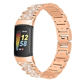 levne Pásky na hodinky Fitbit-Pásek hodinek pro Fitbit Charge 5 Nerez Výměna, nahrazení Popruh Bling Diamond Náramek na šperky Náramek