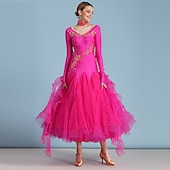 levne Oblečení do tanečního sálu-Standardní tance Šaty Štras Výšivka Dámské Výkon Trénink Dlouhý rukáv Spandex Organza