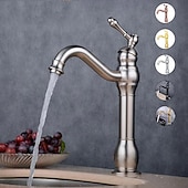 cheap Classical-Bathroom Sink Mixer Faucet Deck Mounted, 360 Swivel Washroom Basin Taps Single Handle Rose One Hole Electroplated Faucet with Hot and Cold Water Gold/Black/Brushed Gold/Brass/Rustic Nickel
