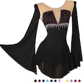 levne Šaty na krasobruslení-Šaty na bruslení Dámské Dívčí Buz Pateni Šaty Úbory Černá Burgundská fialová Námořnická modř Slátanina Síťka Spandex Vysoká pružnost Trénink Profesionální Soutěž Bruslařské oblečení Ručně vyrobeno