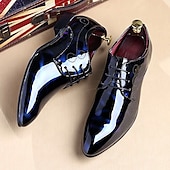 cheap Formal-Men&#039;s Patent Leather Oxford Dress Shoes - Red and Black, Ideal for Formal Events and Parties