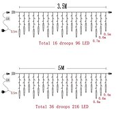 olcso Hálózatra csatlakoztatható elektronika-3,5 m 5 m karácsonyi füzér függöny lámpák 96 leds 216 ledes jégcsap függöny lámpák 220 V tündérfüzér fények karácsonyi újév kerti bevásárlóközpont beltéri kültéri dekoráció eu csatlakozó