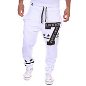 cheap Sweatpants-Men&#039;s Active Sweatpants Joggers Trousers Print Letter Full Length Weekend Basic Loose Fit Black White Micro-elastic