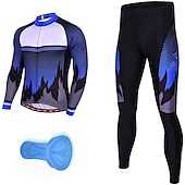 preiswerte Herrenbekleidungs-Sets-Herren Radtrikot mit Radhose lang fahrradbekleidung Langarm MTB Mountain Rennrad Rot Purpur Orange Punkt Fahhrad Sportkleidung 3D-Pad Atmungsaktiv Schnelltrocknend Tasche auf der Rückseite Polyester