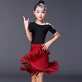 economico Abbigliamento danza per bambini-Abbigliamento da ballo per bambini Gonne Nappa Traforato Colore Puro Da ragazza Prestazioni Addestramento Manica corta Elastene